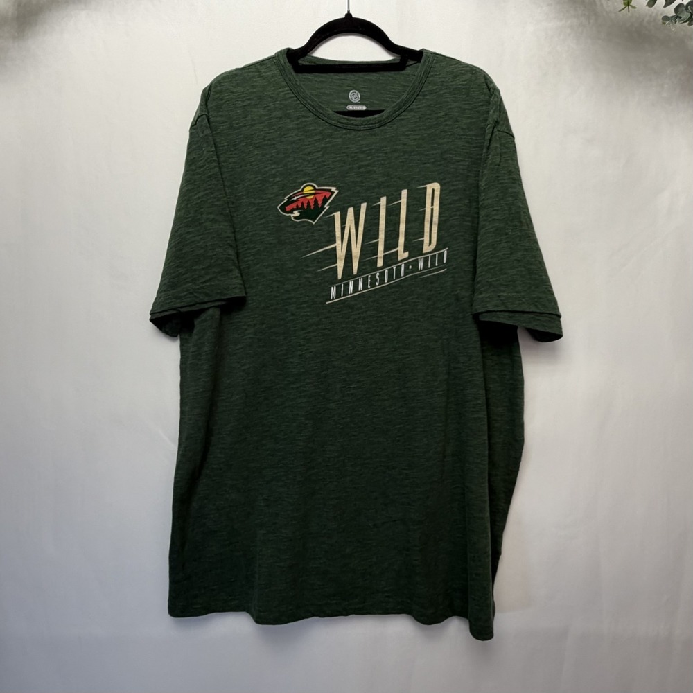 NHL Minnesota Wild Hockey T Shirt Mens Size 2XL Short Sleeve Green Graphic